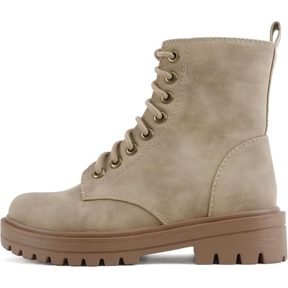 Women Taupe Patent Closed Toe Synthetic Rubber Sole Side Zipper Ankle Boots